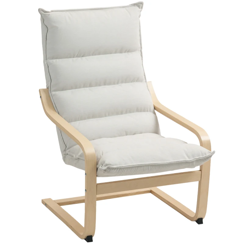 HOMCOM Fauteuil salon fauteuil de loisirs moderne fauteuil chambre avec accoudoirs incurvés, coussins, 67 x 83 x 105 cm, crème