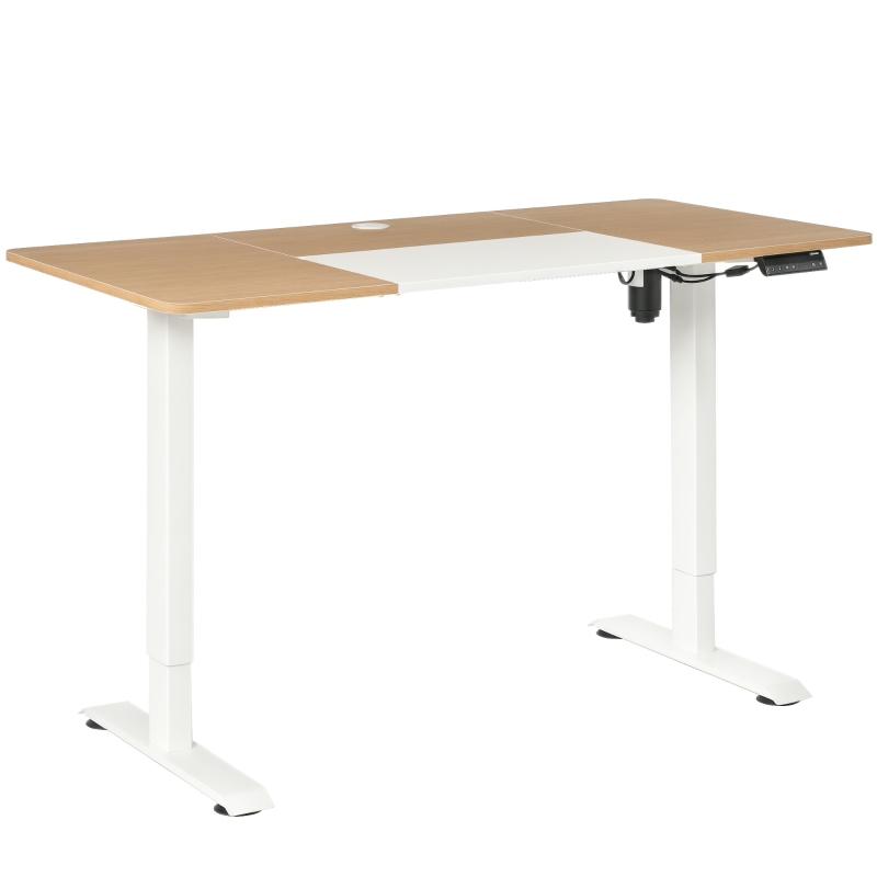 Vinsetto Höhenverstellbarer Schreibtisch Elektrisch 140 x 70 cm Computertisch mit 4 Memory-Steuerung, 4 tlg. Tischplatte, Steh-Sitz Tisch mit Anti-Kollision, Überhitzungsschutz Weiß