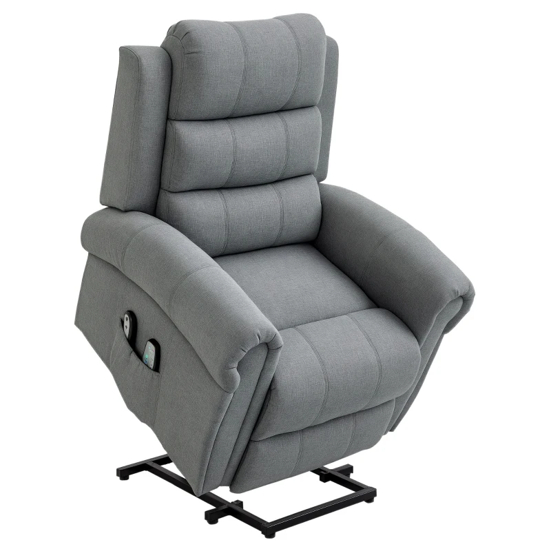 HOMCOM Poltrona Massaggiante Reclinabile, Poltrona Alzapersona Elettrica Riscaldante in Tessuto 90x91x106cm