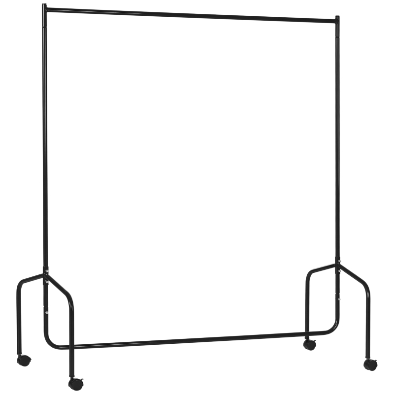 HOMCOM Portant à Vêtements avec Roulettes Tringle a Vêtement solide Porte-Manteau Charge 140 Kg 150 x 60 x 170 cm en acier noir