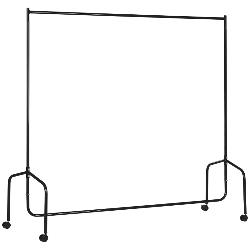 HOMCOM Portant à Vêtements avec Roulettes Tringle a Vêtement solide Porte-Manteau Charge 140 Kg 180 x 60 x 170 cm en acier noir