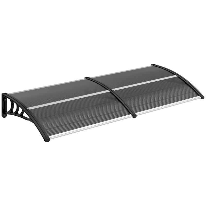 Outsunny Marquise para Portas e Janelas 196x75x23 cm Marquise de Proteção contra Sol e Chuva com Cobertura de Policarbonato Preto