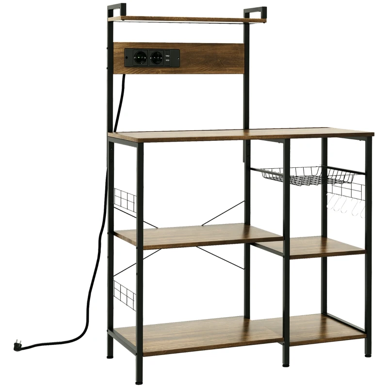 HOMCOM Raft de Bucatarie cu Prize Mutiple 90x42x130cm