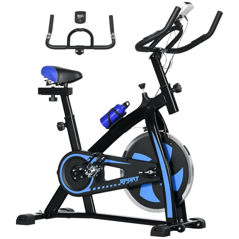 SPORTNOW Bicicletă pentru Exerciții cu Rezistență, Ghidon și Șa Reglabile, 118x50x105-115 cm, Albastru