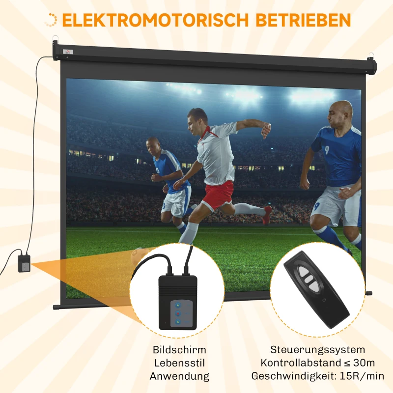 HOMCOM Beamer-Leinwand, Projektionsleinwand, 100 Zoll, 4:3, 203x152 cm, Schwarz(m-4)