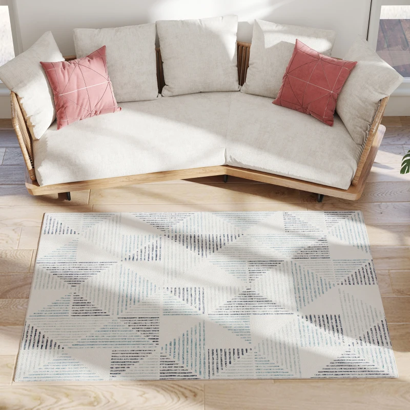 HOMCOM Modern Area Rug, Geometric Pattern Non-Slip Washable Rug, Soft Floor Carpet for Living Room, Bedroom, Dining Room, Home Office, 170 x 120 cm, Multi-Coloured