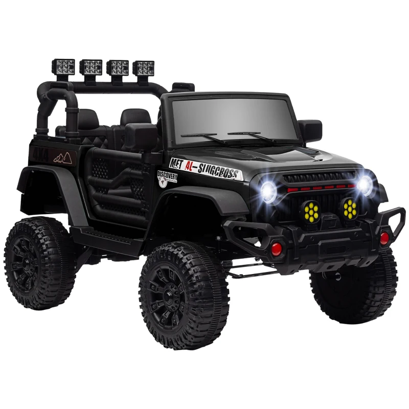 AIYAPLAY Voiture électrique enfants UTV avec télécommande 2,4G, 2 moteurs 12 V, musique, klaxon, lumières LED, 100x63x65cm, noir(m-10)