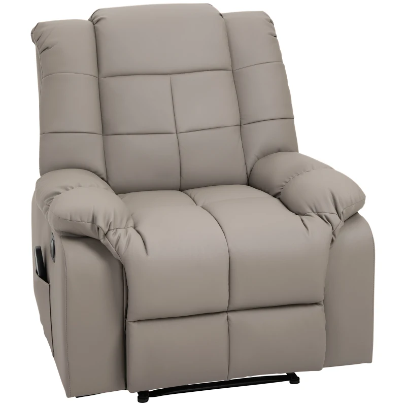 HOMCOM Fauteuil de massage fauteuil de relaxation massant avec dossier inclinable manuellement et repose-pied fauteuil TV revêtement synthétique télécommande incluse gris