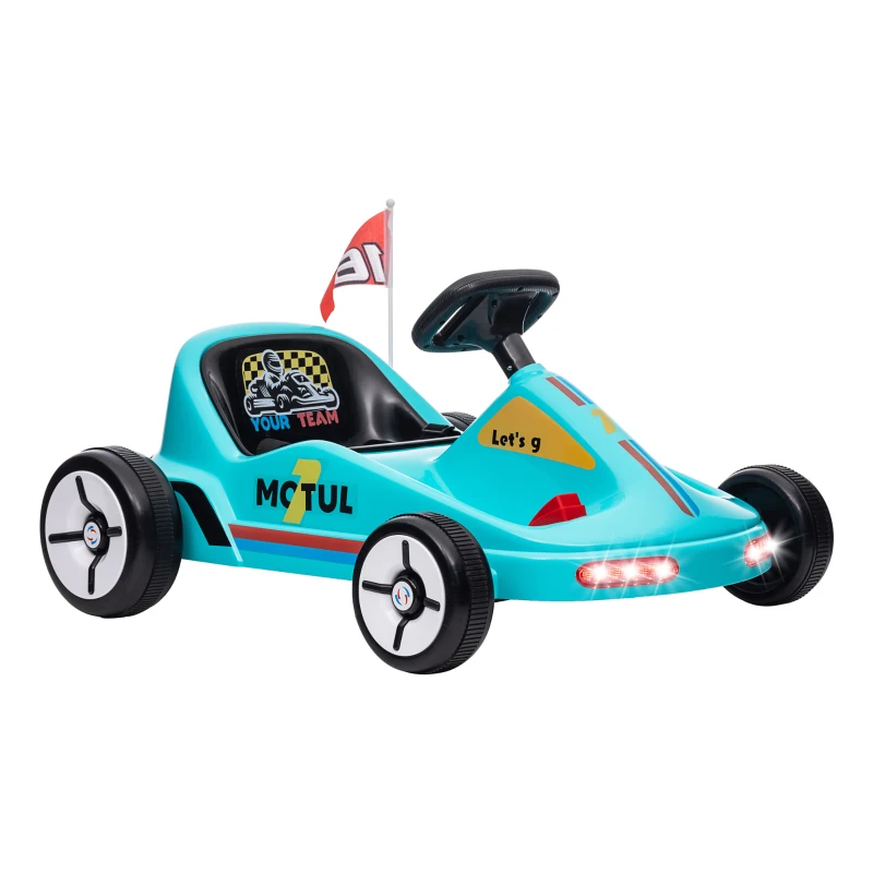 AIYAPLAY Kart Eléctrico 6 V Kart para Niños de +3 Años con Música Luz Bocina Cinturón de Seguridad Go Kart Carga 50 kg Azul