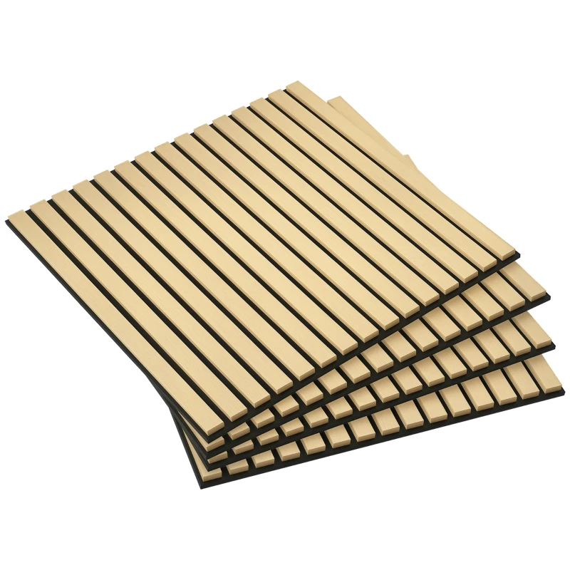 HOMCOM Akustikpaneel, Schallabsorption, DIY Lamellenwand, MDF & Polyester, einfache Installation, Eiche
