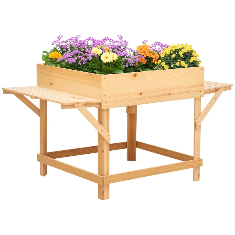 Outsunny Jardinière rectangulaire sur pieds potager surrélevé avec tablettes latérales et film tissu non-tissé 130 x 75 x 75 cm