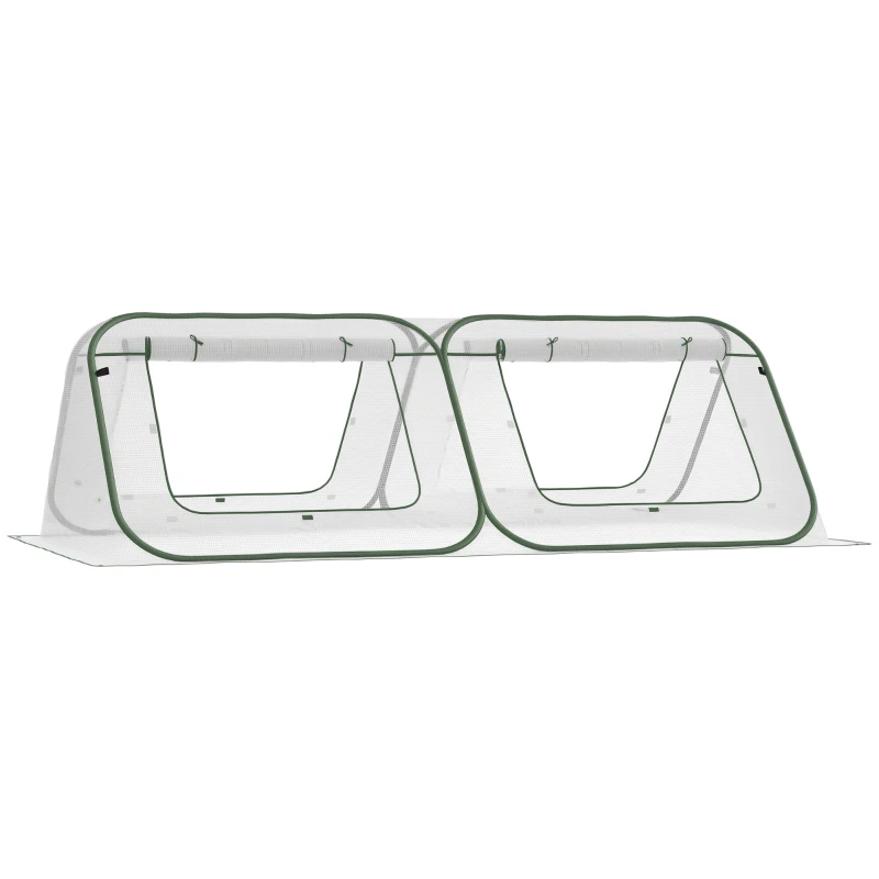 Outsunny Mini Serre Pop-up de Jardin mini serre tunnel Serre à tomates toit pointu 4 Portes zippées Enroulable - dim. 2,4L x 1,2l x 0,75H m - Sac Transport Inclus - PE Blanc Vert