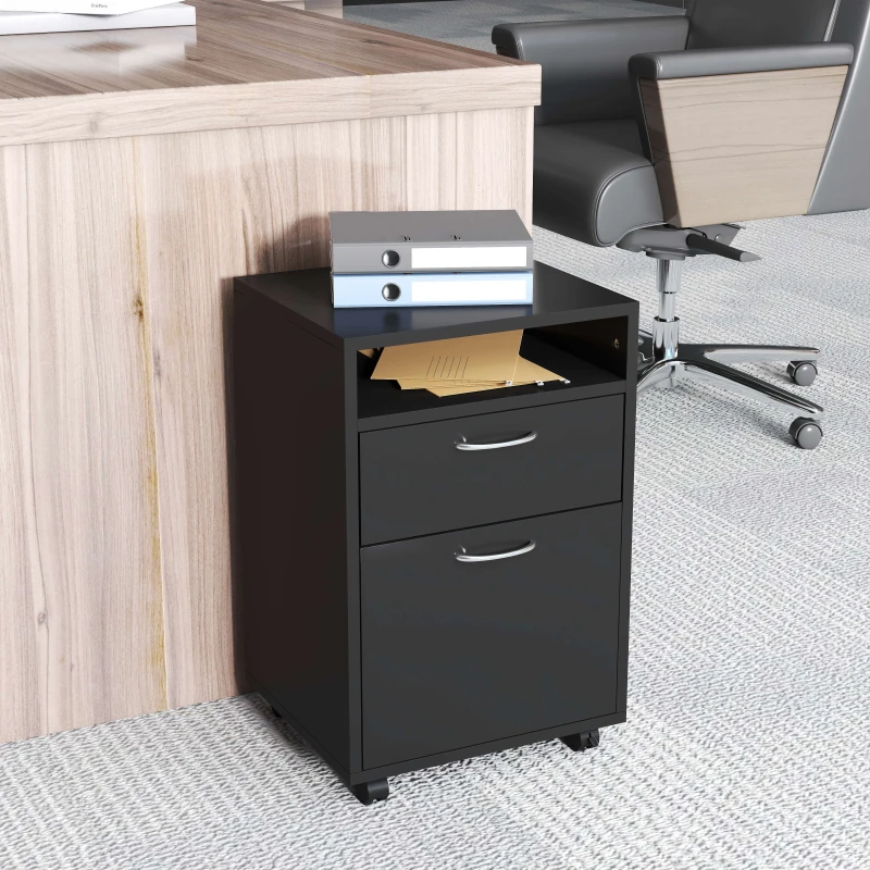 HOMCOM dulap cu roti, pentru documente, 40x35x60 cm negru
