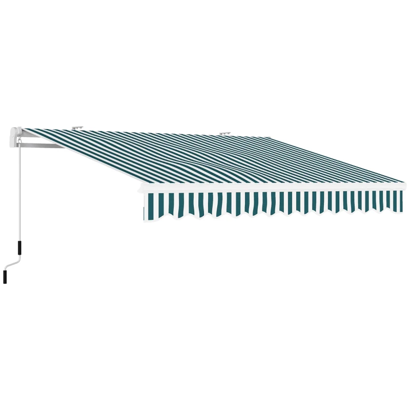 Outsunny Copertină Retractabilă cu Braț Pliabil și Protecție UV, 395x 245 cm, Verde și Alb