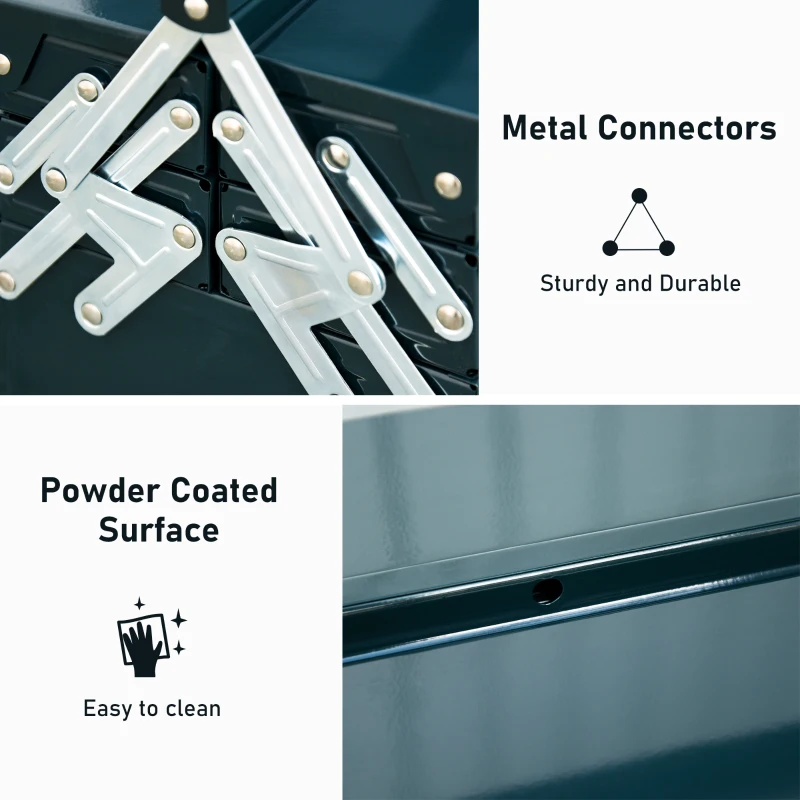 Durhand Gereedschapskist gereedschapskoffer 5 bakken staal donkergroen 45 x 22,5 x 34,5 cm