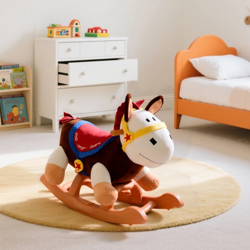 Jouet à bascule cheval à bascule modèle âne marron beige blanc