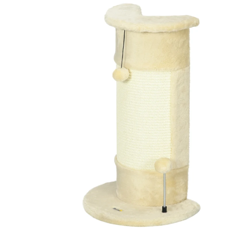 PawHut Krabpaal met speelgoed, inclusief 2 ballen. Zacht pluche, 34 cm x 25,5 cm x 58 cm, Crèmewit