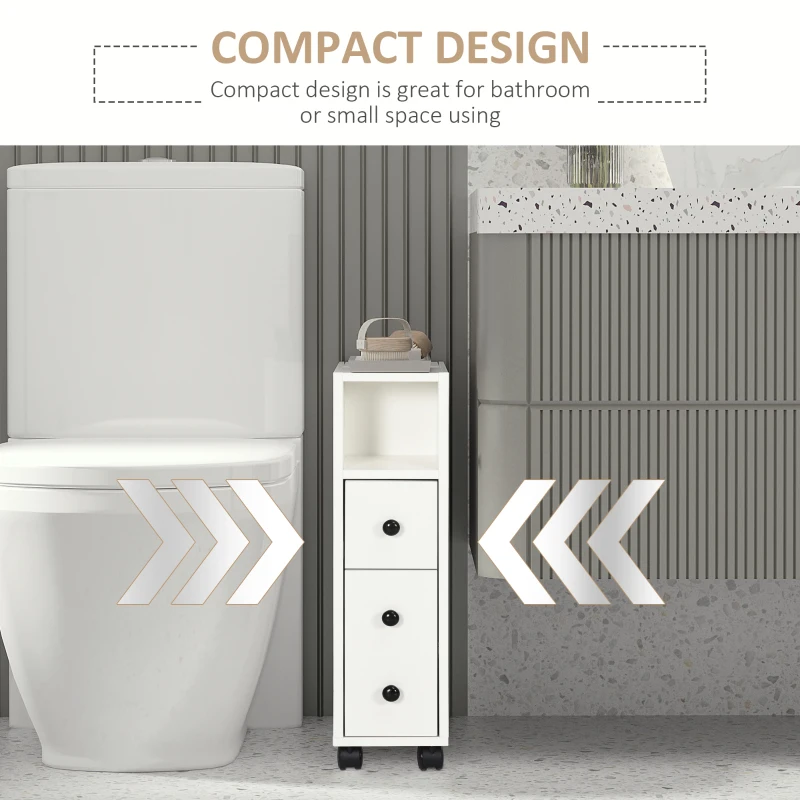 kleankin Slimline Bathroom Storage Cabinet - White