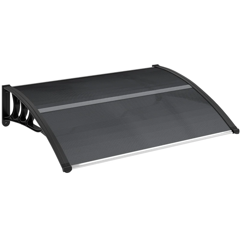Outsunny Marquise para Portas e Janelas 100x75x23 cm Marquise de Proteção contra Sol e Chuva com Cobertura de Policarbonato Preto