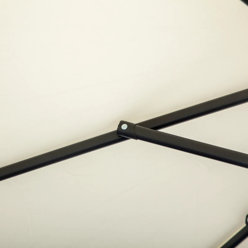 Outsunny Sombrilla de Jardín Ø300x250 cm Parasol Excéntrico Inclinable con Manivela Base Cruzada y Soporte de Metal 8 Varillas para Terraza Exterior Balcón Beige