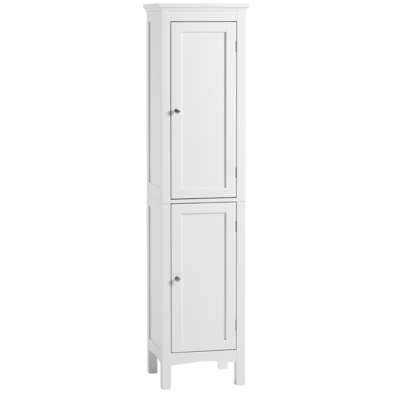 kleankin Tall Bathroom Storage Unit, Slim Bathroom Cabinet with Adjustable Shelves and Double Door, White