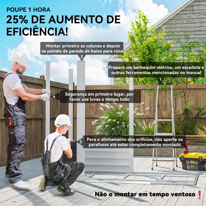 Outsunny Abrigo de Jardim Exterior 2,36m² 213x120x194 cm com Base Reforçada (Piso NÃO Incluído) e Portas de Correr Verde Claro