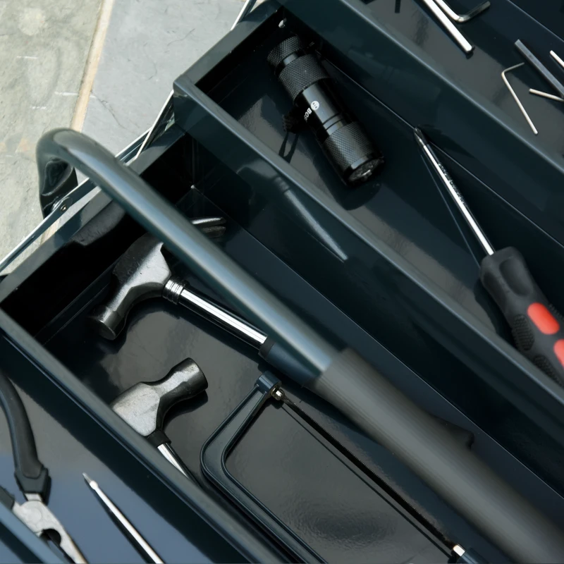 Durhand Gereedschapskist gereedschapskoffer 5 bakken staal donkergroen 57 x 21 x 41 cm