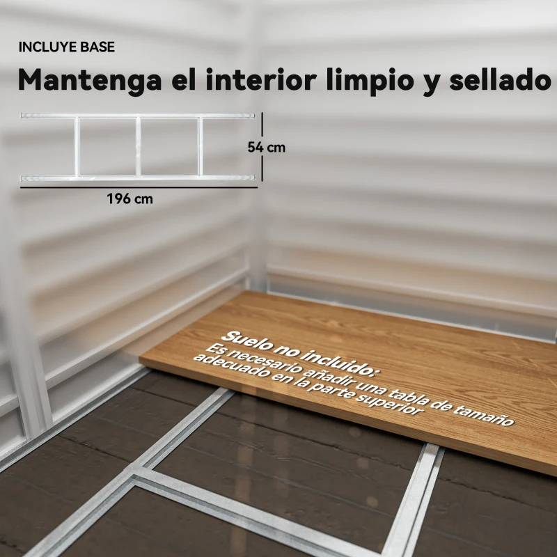 Outsunny Cobertizo Metálico para Jardín 213x120x166/194 cm con Base Refuerzo Puertas Correderas y Ventilaciones Verde Oscuro