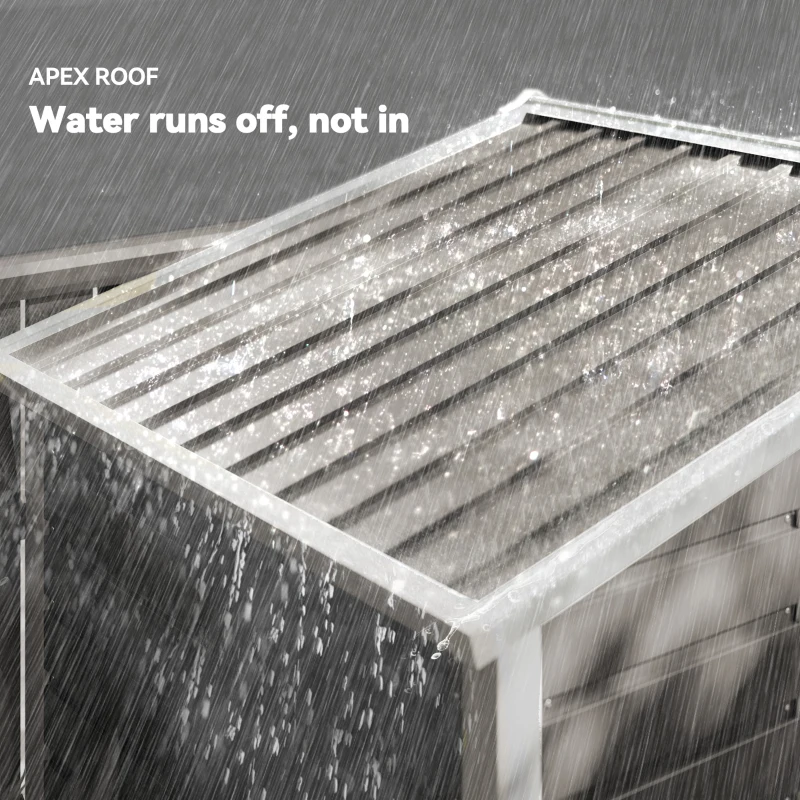 Outsunny 7 x 4ft Garden Shed, Easy to Assemble, Upgraded Galvanised Steel Frame with Foundation Kit, Double Doors with Lock, Outdoor Metal Shed with Vents and Gloves, Garden Storage Shed, Light Grey