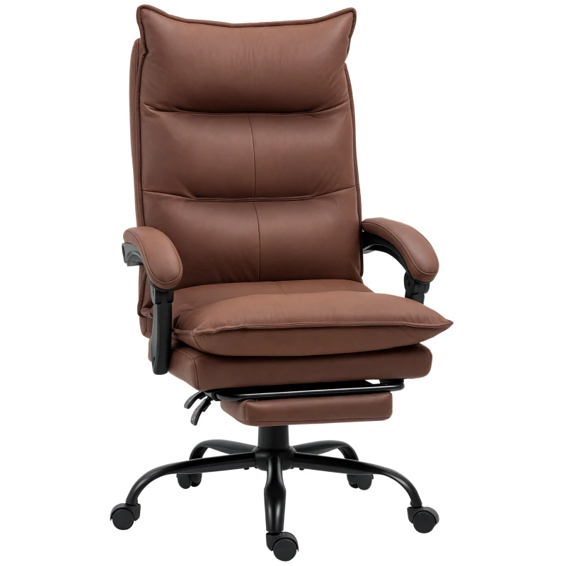 Vinsetto Bureaustoel met Massage- en Verwarmingsfunctie, Voetensteun, Verstelbaar, tot 120 kg, Bruin