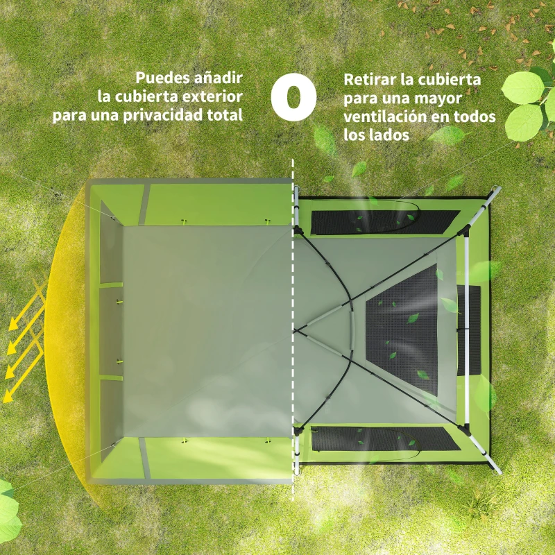 Outsunny Tienda de Camping para 4-8 Personas con Mosquitera Gancho y Bolsa de Transporte Anti-UV 405x305x225 cm Verde