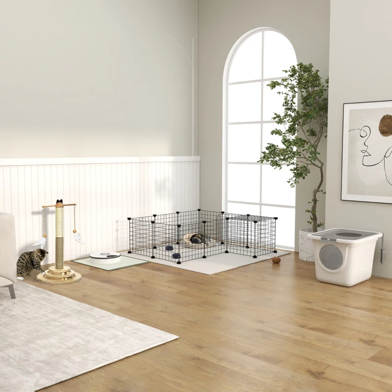 PawHut Kattenbak, 2-weg kattenbak, inclusief kattenbakschep, wit + grijs
