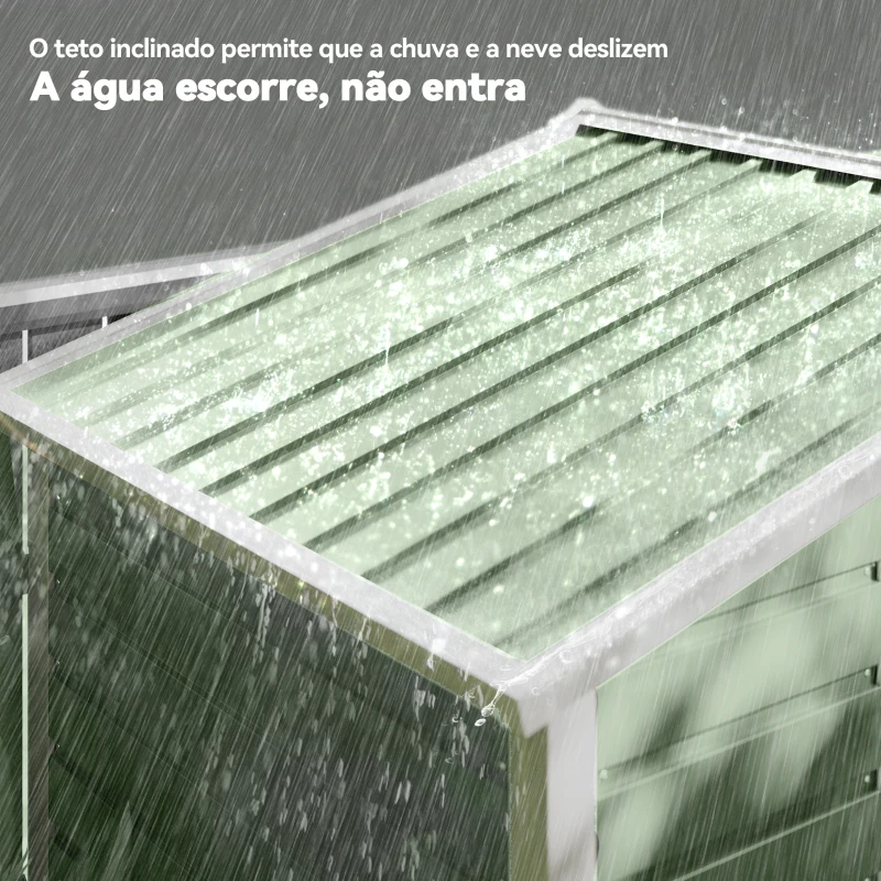 Outsunny Abrigo de Jardim Exterior 2,36m² 213x120x194 cm com Base Reforçada (Piso NÃO Incluído) e Portas de Correr Verde Claro