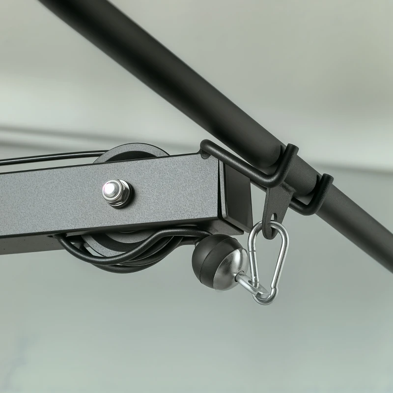 HOMCOM krachtstation met riemschijf zitting verstelbaar en meerdere kabelposities om de spieren te versterken trainingsapparaat voor home fitness staal zwart 180 x 183 x 219 cm