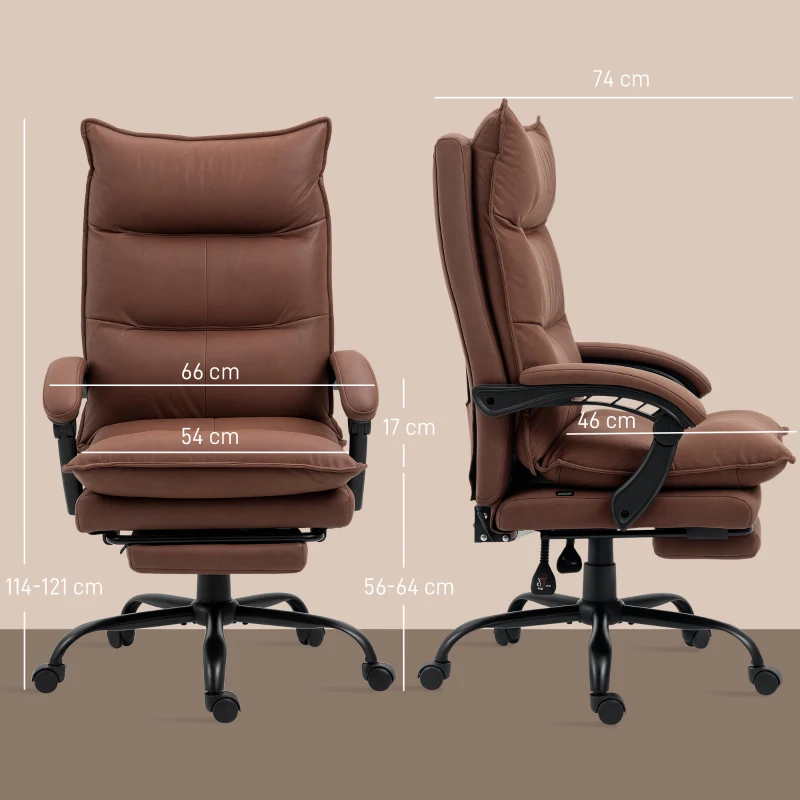 Vinsetto Bureaustoel met Massage- en Verwarmingsfunctie, Voetensteun, Verstelbaar, tot 120 kg, Bruin