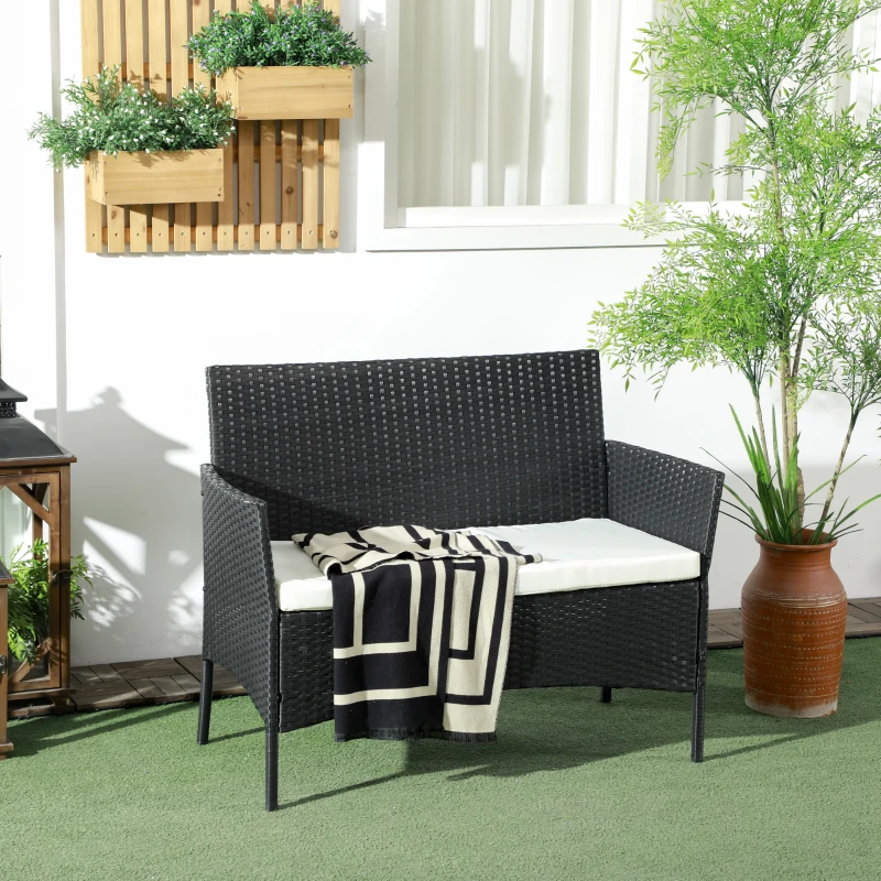 Canapea de exterior Outsunny cu 2 locuri cu perne căptușite