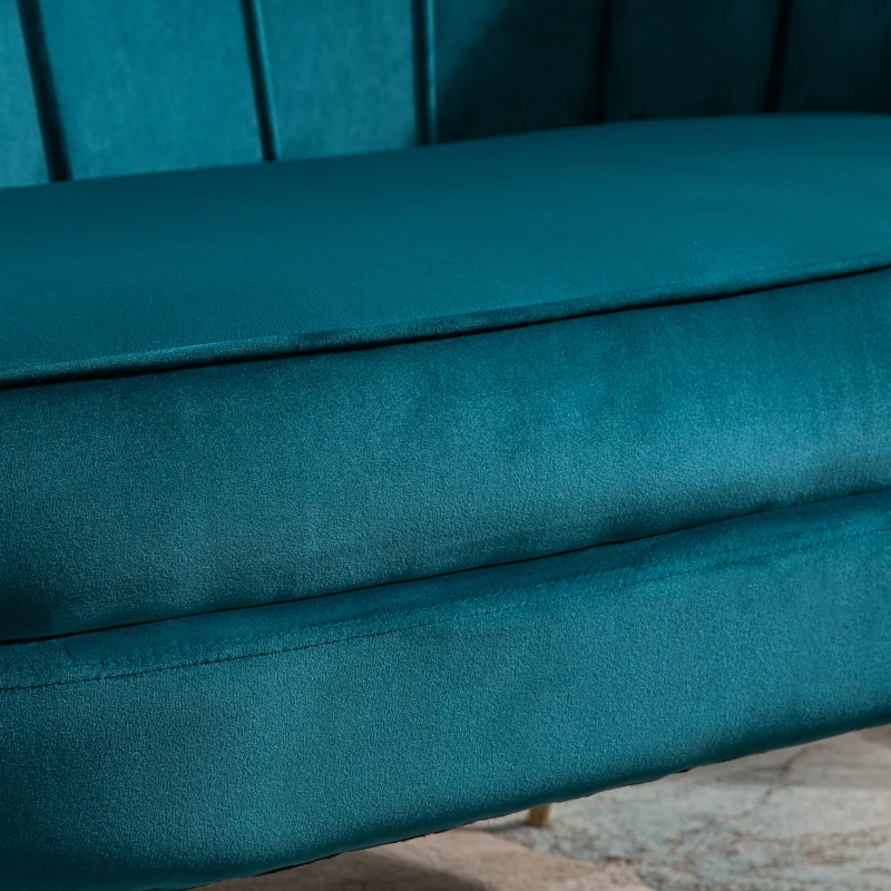 HOMCOM Tweezitsbank, Sofa, Gepolsterde Bank, Samtlook, Dubbelzitbank, tot 150 kg belastbaar, 130 x 77 x 77 cm, Donkergroen