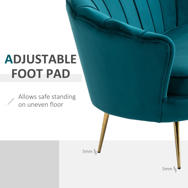 HOMCOM Tweezitsbank, Sofa, Gepolsterde Bank, Samtlook, Dubbelzitbank, tot 150 kg belastbaar, 130 x 77 x 77 cm, Donkergroen