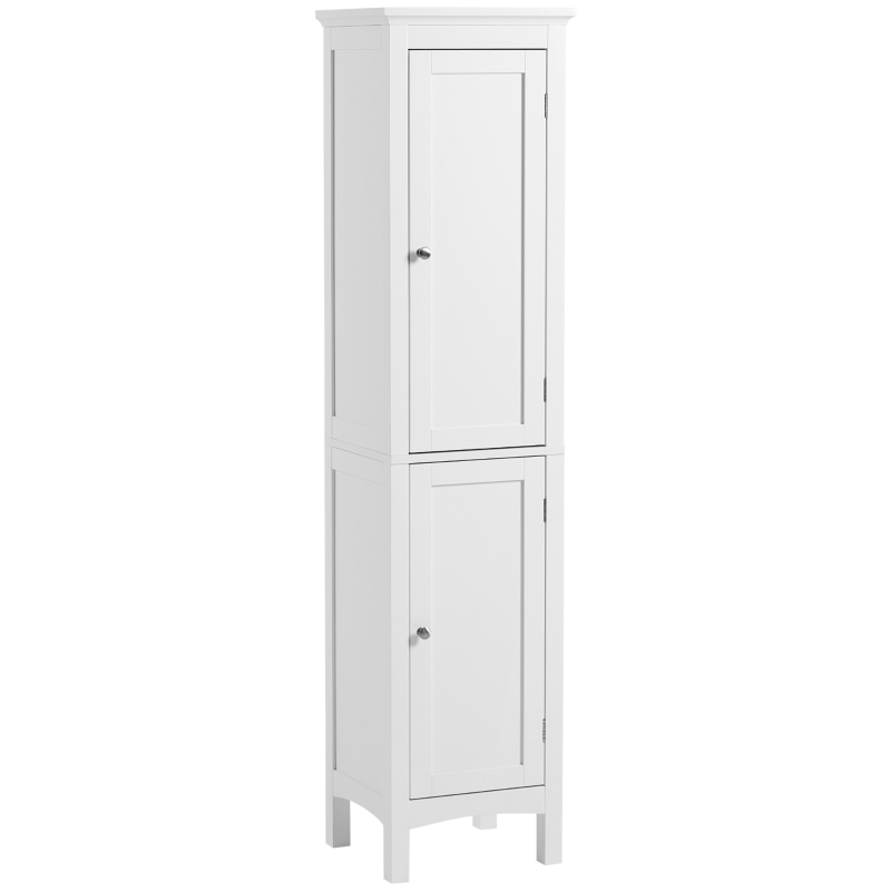kleankin Tall Bathroom Storage Unit, Slim Bathroom Cabinet with Adjustable Shelves and Double Door, White