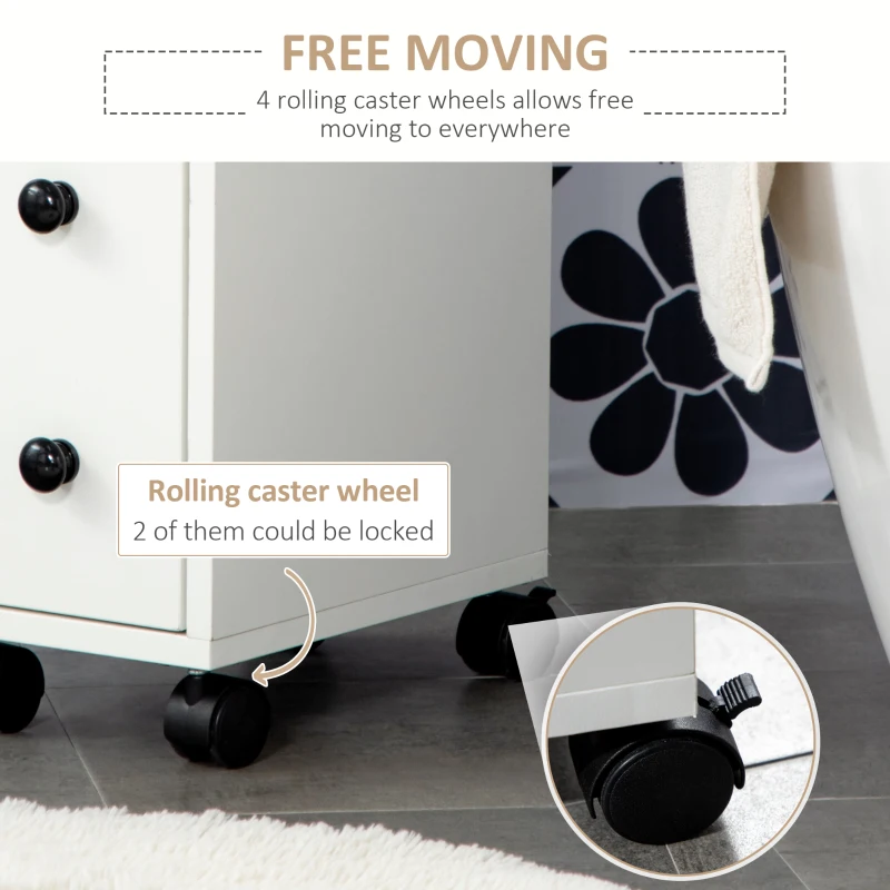 kleankin Slimline Bathroom Storage Cabinet - White