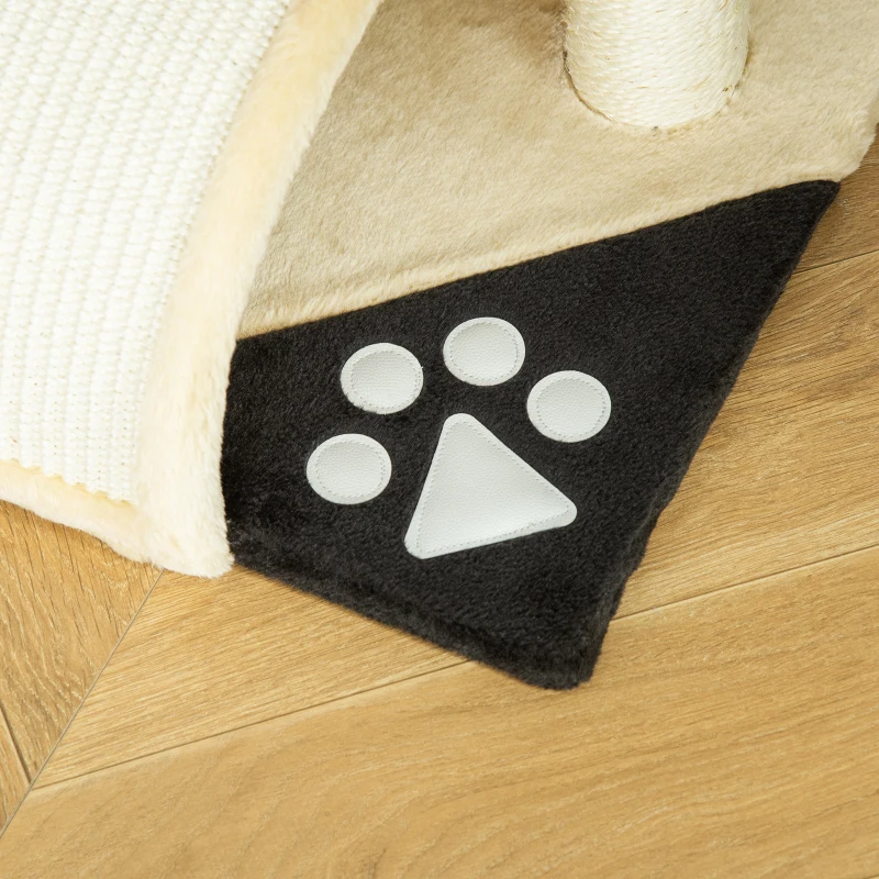 PawHut Krabboom met speelballen kattenkrabboom krabpaal sisaltouw beige