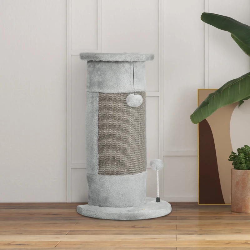 PawHut Krabpaal met speelgoed, inclusief 2 ballen. Zacht pluche, 34 cm x 25,5 cm x 58 cm, Grijs