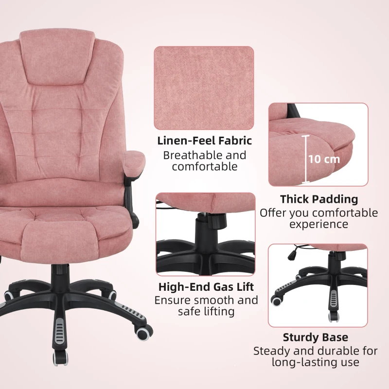 Vinsetto Chaise de Bureau avec Massage de 6 Points avec Fonction Inclinable avec Chauffage Hauteur Ajustable