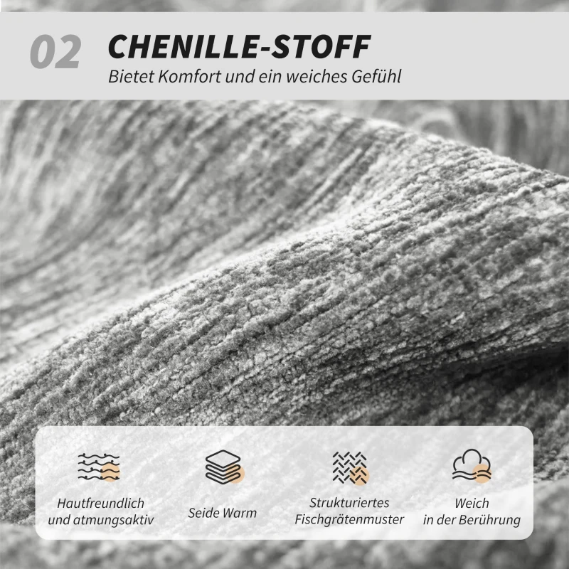 HOMCOM Armloser Polsterstuhl, drehbarer gepolsterter Bürostuhl mit weichem Stoffbezug, höhenverstellbar, Stahlbeine, Grau