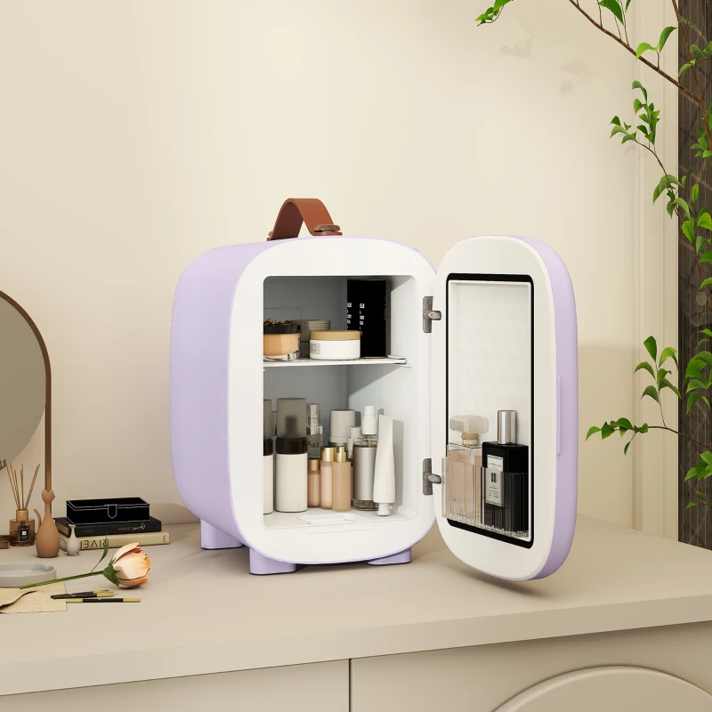 HOMCOM Mini Frigorifero Cosmetici Extra Silenzioso, 4L, 9V/240V, 20,3x26,3x28 cm, Viola