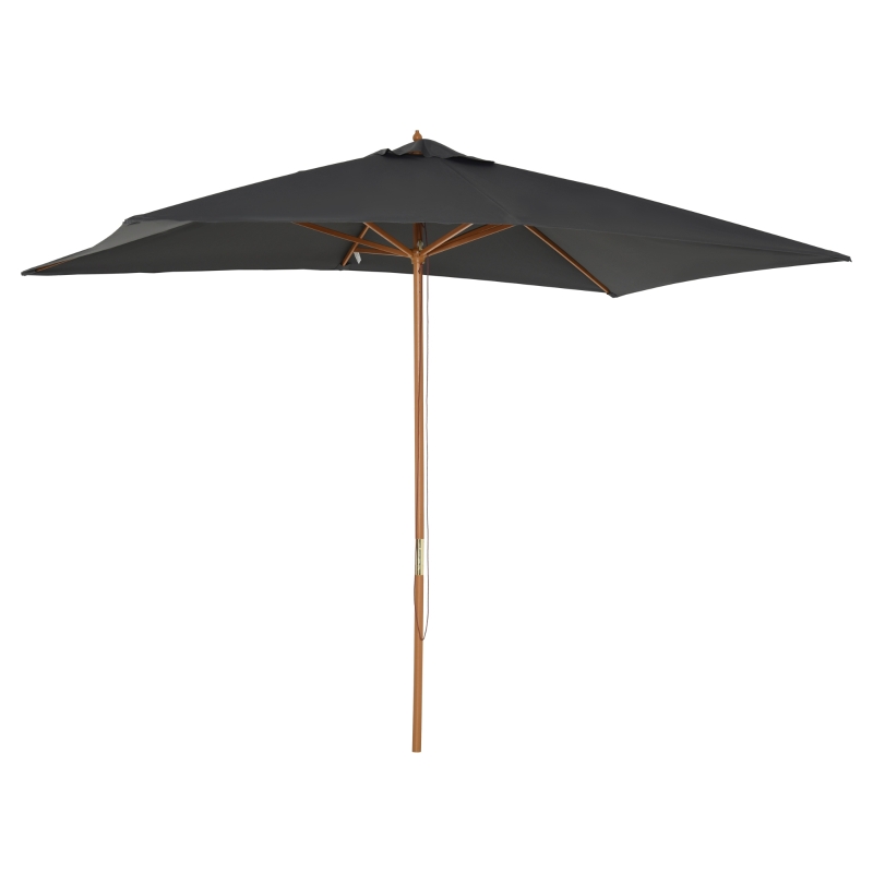 Outsunny Umbrelă de Grădină cu Frânghie și Orificii de Ventilație,  2.95x2x2.55 m, Gri Închis