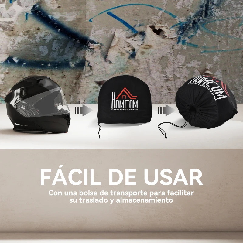 HOMCOM Casco de Moto Integral ECE Talla XL-61-62 cm Casco de Motocicleta con Doble Visera Cabezal Anticolisión y Ventilaciones con Certificación Europea Unisex Color Negro