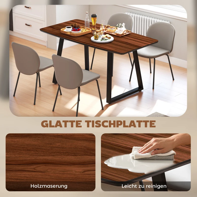 HOMCOM Esstisch im Industriedesign für 6 Personen, ausziehbare Tischplatte, 120 cm x 80 cm x 76 cm, Schwarz + Braun