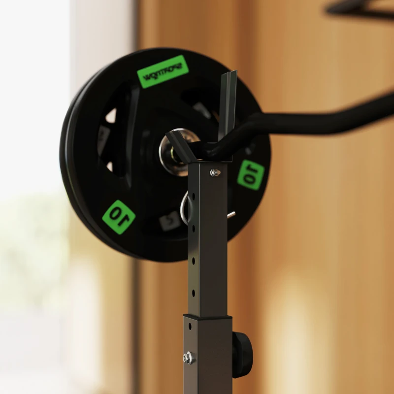 SPORTNOW Hantelbank mit verstellbarem Stangenhalter, Beinstreckung, Bizepscurl und Schmetterling für Fitnessstudio