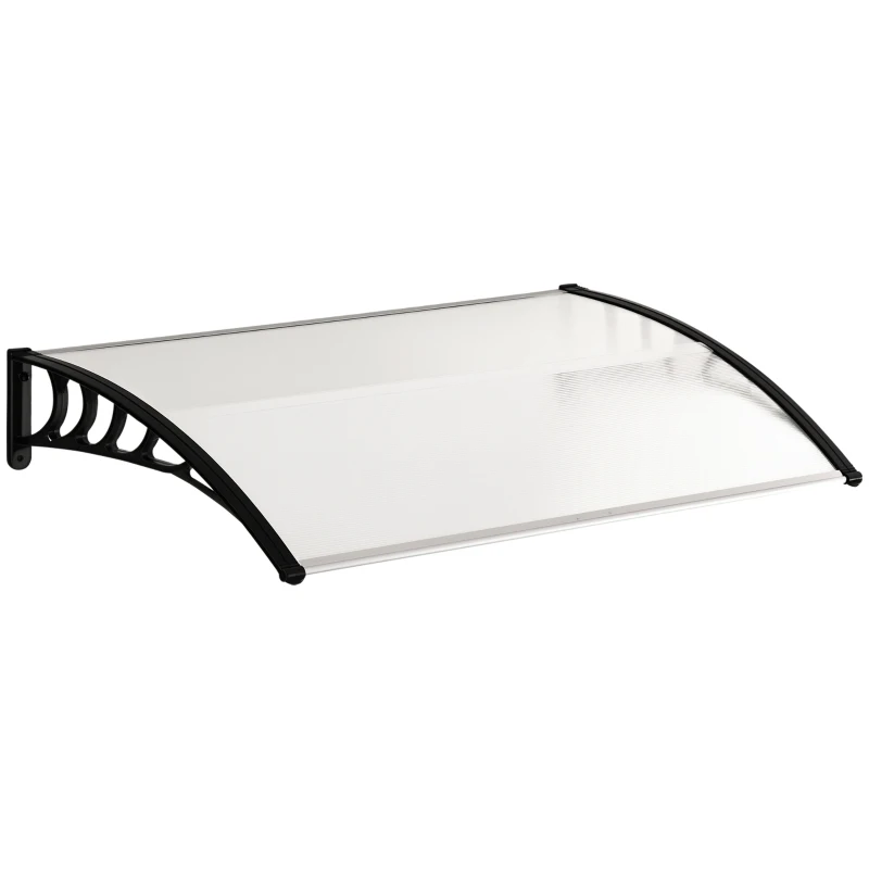 Outsunny Tejadillo de Protección contra Sol y Lluvia Marquesina para Puertas de Exterior Marquesina de Techo Diseño Moderno Aleación de Aluminio Duradero 122x89x24 cm Transparente